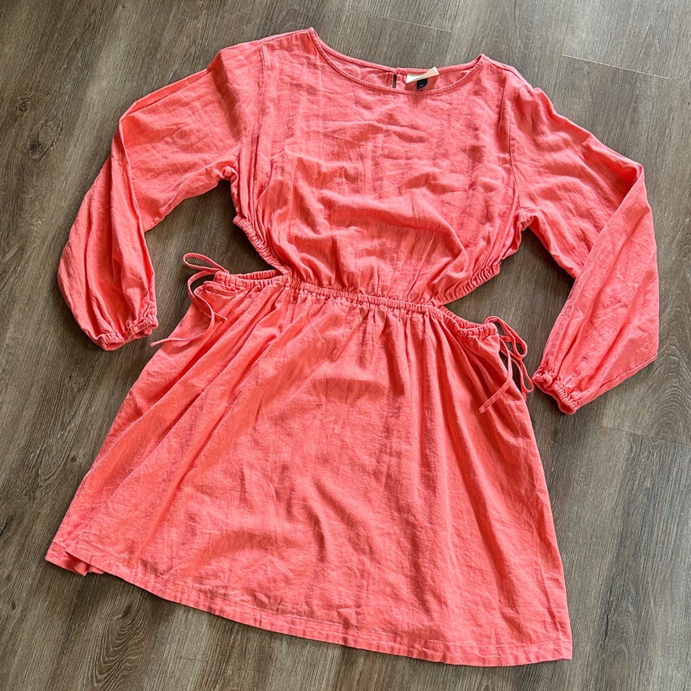 NWOT Universal Thread Coral Linen Peek-A-Boo Dress